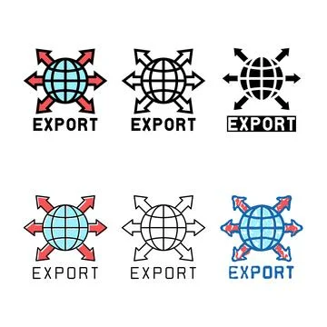 Simplified export transportation color icon vector flat Stock Illustration