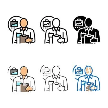 Simplified facilities manager repair worker color icon vector Stock Illustration