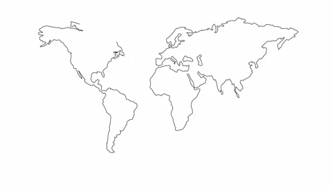 world map flat outline