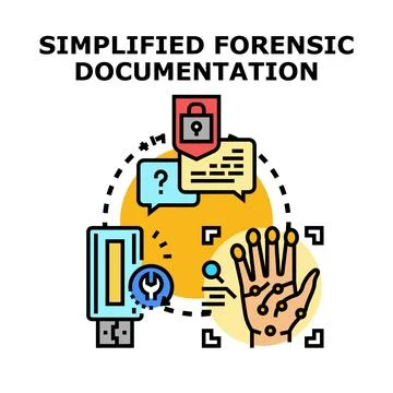 Simplified forensic documentation process collecting digital evidence Stock Illustration