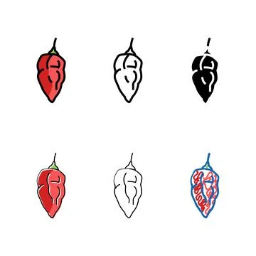 Simplified ghost pepper color icon vector Stock Illustration