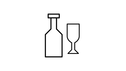 Simplified graphic of a wine bottle and glass, representing wine culture an.. Stock Footage 332763325