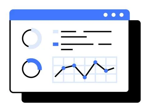 Simplified Graphical Interface Showing Data Analytics and Performance Metrics 库存插图