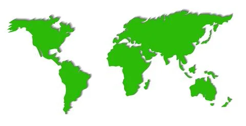 A simplified green world map vector illustration with clear outlines of Stock Illustration