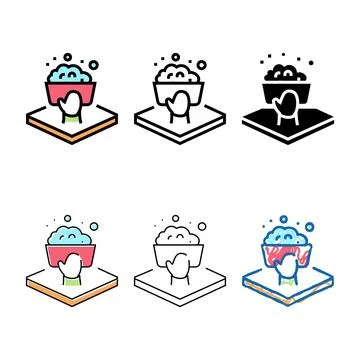 Simplified hand wash only fabrics properties color icon vector Stock Illustration