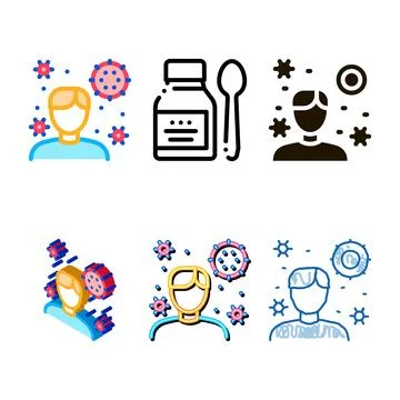 Simplified human microbe icon vector outline Stock Illustration