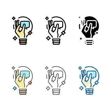 Simplified imagination light bulb color icon vector Stock Illustration