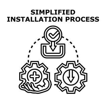 Simplified installation process for software and technology Stock Illustration