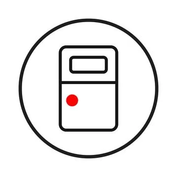 Simplified interface symbol featuring geometric shapes and a prominent red .. Stock Illustration