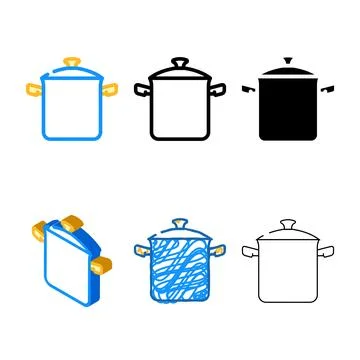 Simplified kitchen pot cooking color icon vector Stock Illustration