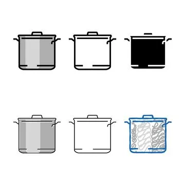 Simplified kitchenware pot cooking color icon vector Illustration