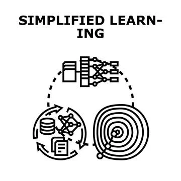 Simplified learning machine artificial intelligence target process Stock Illustration