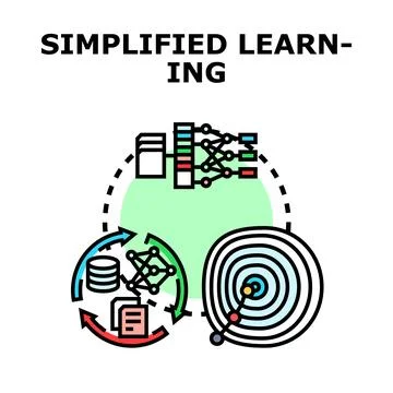 Simplified learning machine artificial intelligence target process 스톡 일러스트