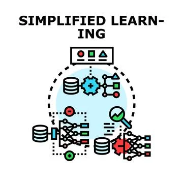 Simplified learning process and data analysis concept Illustrazione stock