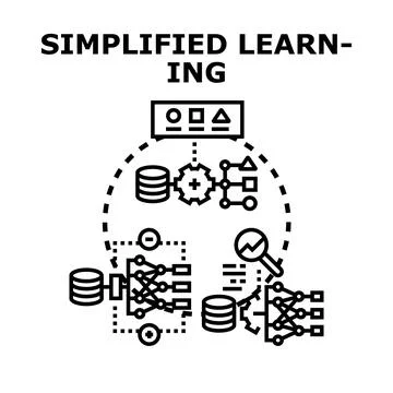 Simplified learning process and data analysis concept Stock Illustration