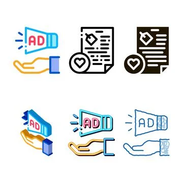 Simplified loudspeaker hand icon vector outline Stock Illustration