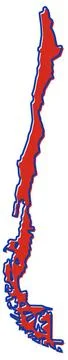 Simplified map of Chile outline. Fill and stroke are national colours. Sim... Stock Photos