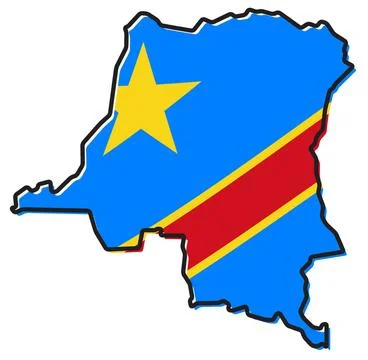 Simplified map of Democratic Republic of the Congo outline, with slightly ... Stock Photos
