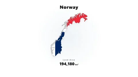 Simplified map of Norway with northern region in red and southern region in dark Stock Footage 345645009