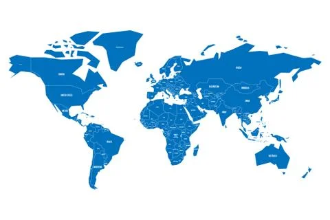 Simplified map of World in blue. Schematic vector illustration. Stock Illustration