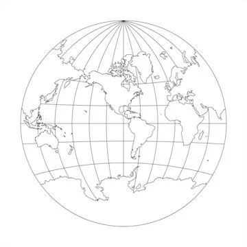 Simplified Map of World focused on Americas Stock Illustration