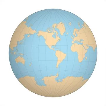 Simplified Map of World focused on Americas Stock Illustration