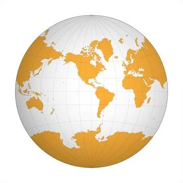 Simplified Map of World focused on Americas Stock Illustration