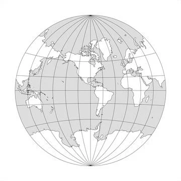 Simplified Map of World focused on Americas Stock Illustration