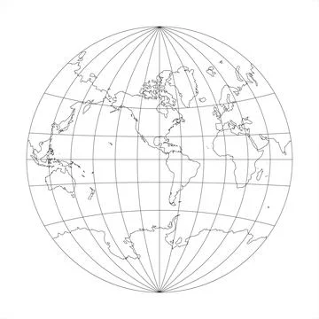 Simplified Map of World focused on Americas Stock Illustration