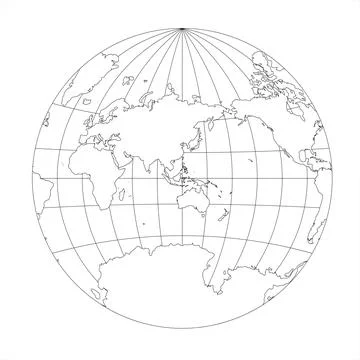 Simplified Map of World focused on Asia and Australia Stock Illustration