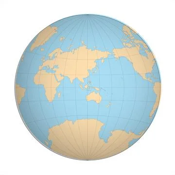 Simplified Map of World focused on Asia and Australia Stock Illustration