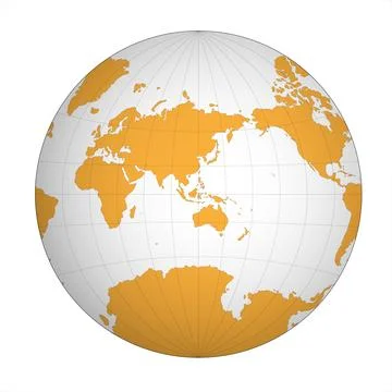Simplified Map of World focused on Asia and Australia Stock Illustration