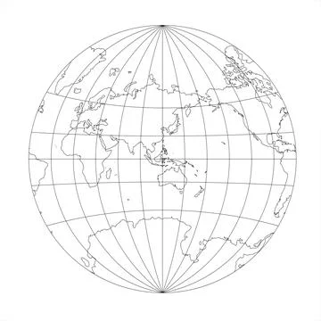 Simplified Map of World focused on Asia and Australia Illustrazione stock