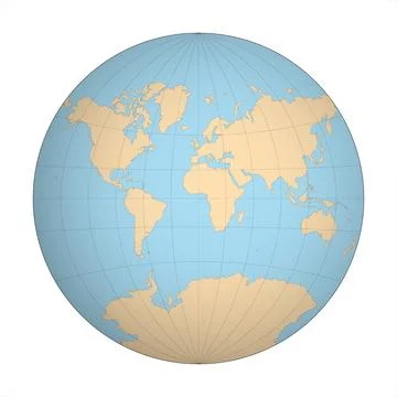 Simplified Map of World focused on Europe and Africa Stock Illustration