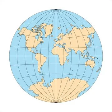 Simplified Map of World focused on Europe and Africa Stock Illustration