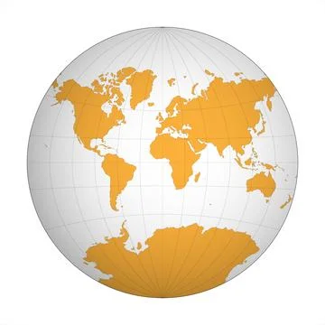 Simplified Map of World focused on Europe and Africa Stock Illustration