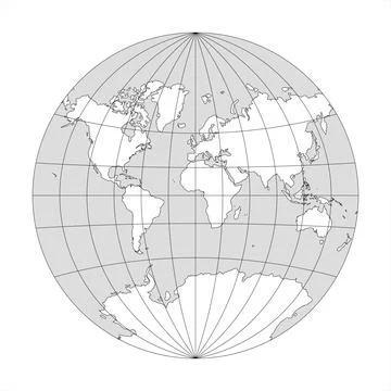 Simplified Map of World focused on Europe and Africa Stock Illustration