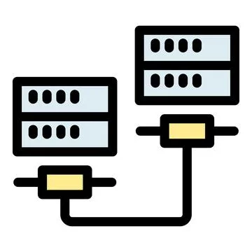 Simplified network connection between two servers Stock Illustration