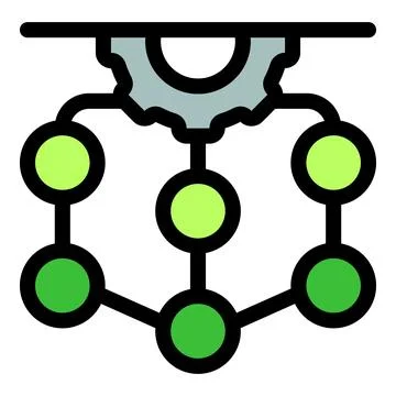 Simplified network diagram with gear element Stock Illustration