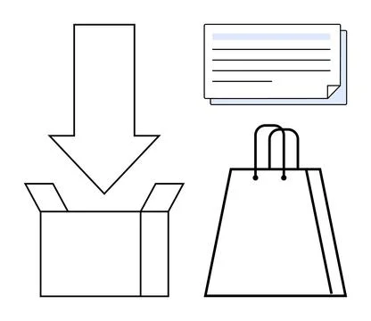 Simplified Online Shopping Process with Order Confirmation and Delivery Conce Stock Illustration