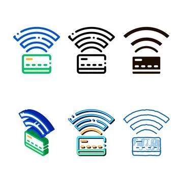 Simplified pay pass card banking money vector thin line icon Stock Illustration