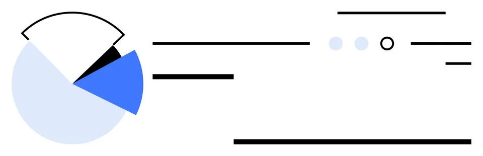 Simplified Pie Chart and Parallel Lines Representing Data Analysis and Info.. Stock Illustration