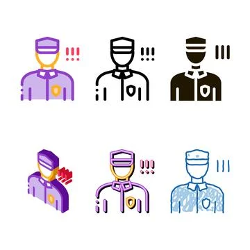 Simplified policeman control security icon vector outline Stock Illustration