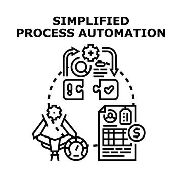 Simplified process automation optimizing business workflow concept Stock Illustration