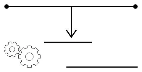 Simplified Process Flow with Gears and Arrow Indicating Sequential Steps in.. Stock Illustration