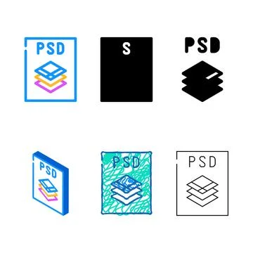 Simplified psd file format document color icon vector 스톡 일러스트