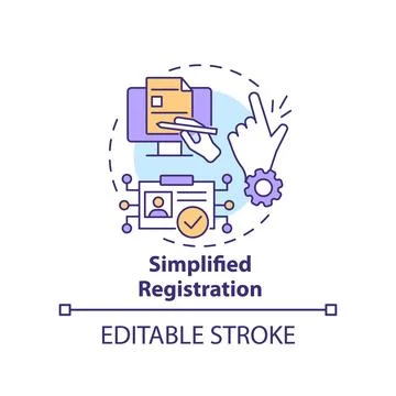 Simplified registration concept icon Stock Illustration