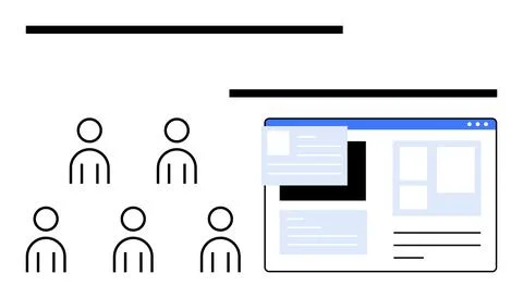 Simplified Representation of Group Collaboration and Website Design Process Stock Illustration