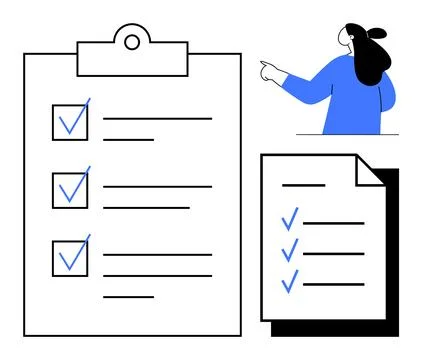 Simplified Representation of Task Management with Checklists and a Person P.. Stockillustratie