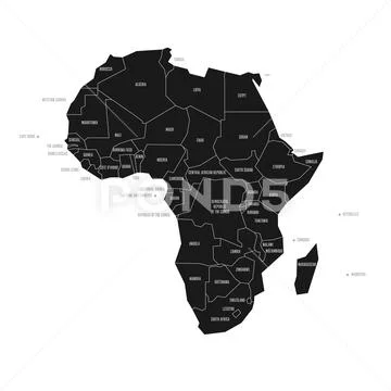 Simplified schematic map of Africa. Vector political map in high ...